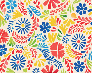 Naklejka premium Hand-drawn floral seamless pattern with leaves and blooms.