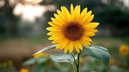Fototapeta premium Sunflower with Warm Morning Sunlight
