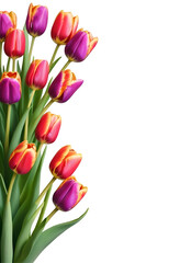 Fototapeta premium Vibrant Bouquet of Colorful Tulips on Transparent Background