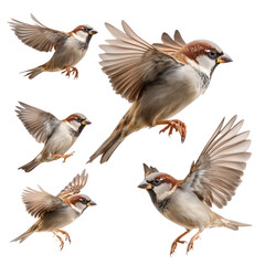 Obraz premium Sparrows in Flight: A Stunning Nature Photography , isolated on white background png