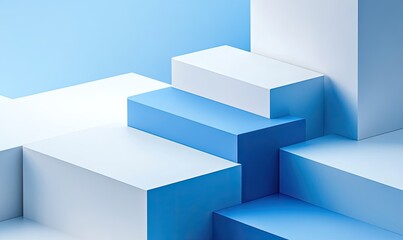 Abstract geometric shapes in light blue and white