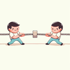 illustration of people competing in tug of war rope 