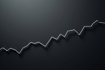 Trending Growth: A Line Graph Ascending on Dark Background