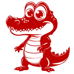 Red Crocodile with a Smiley Cartoon 