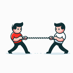 illustration of people competing in tug of war rope 