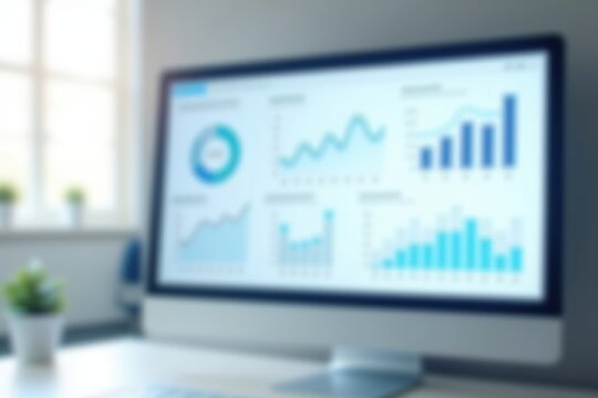 Computer screen showing business data visualization dashboards