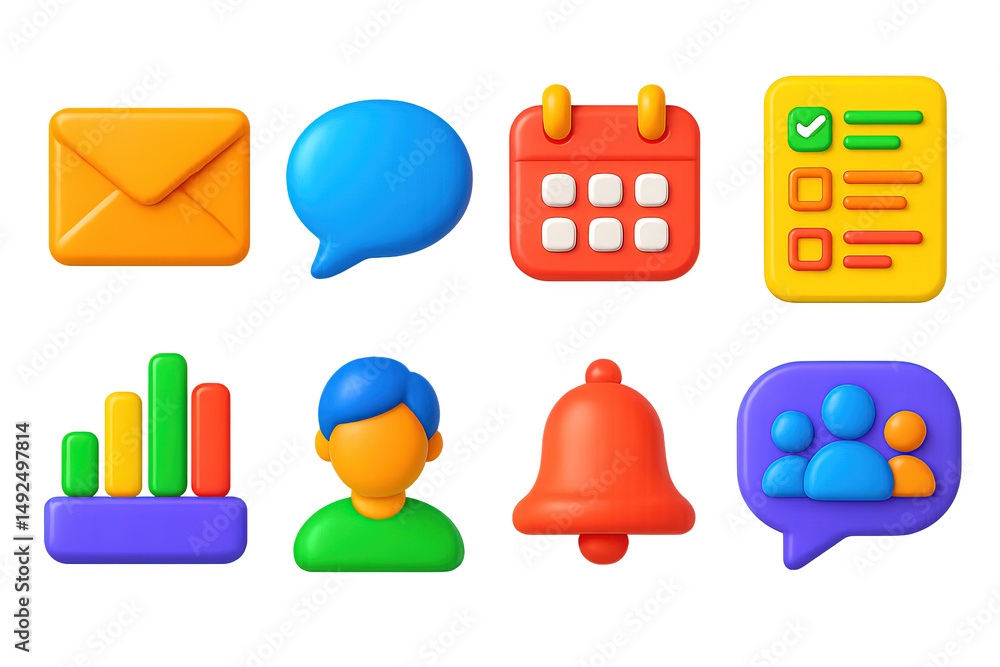 Poster colorful user interface icons for digital communication and organization