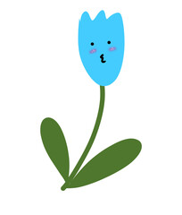 Blue flower ilustration cute
