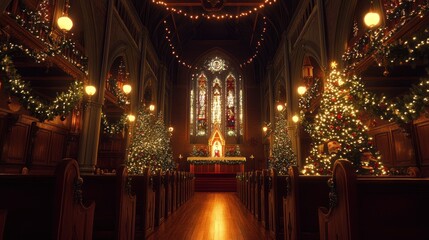 Obraz premium Christmas church interior (1)