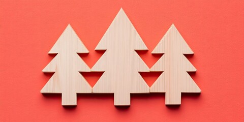 Fototapeta premium Three Simple Wooden Christmas Trees