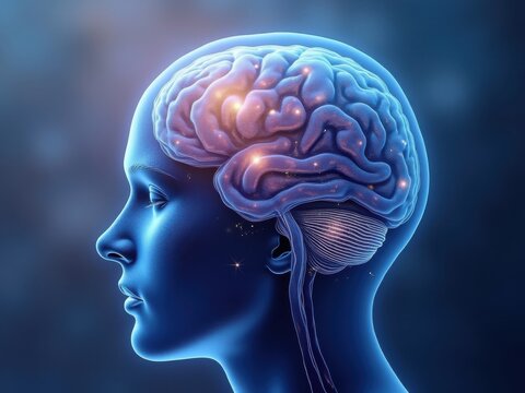 Cerebro humano que representa problemas de salud mental como el estr&eacute;s y el desequilibrio emocional