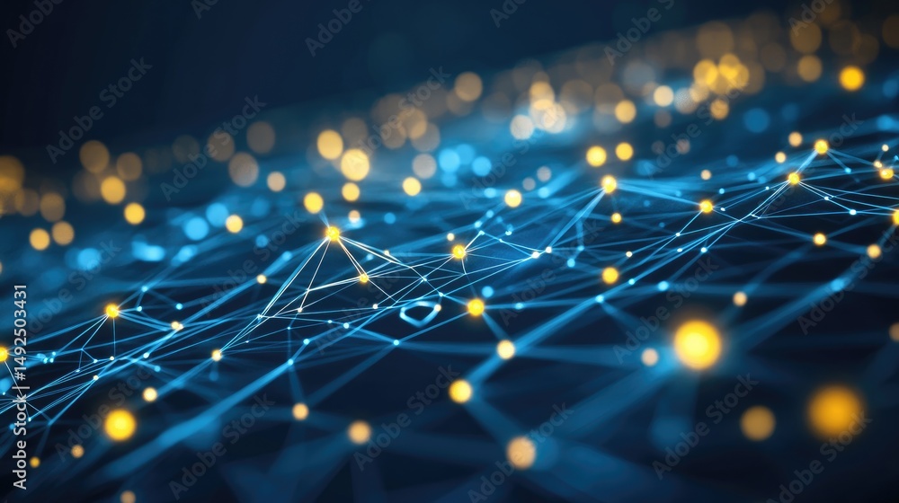 Poster abstract network of interconnected data points