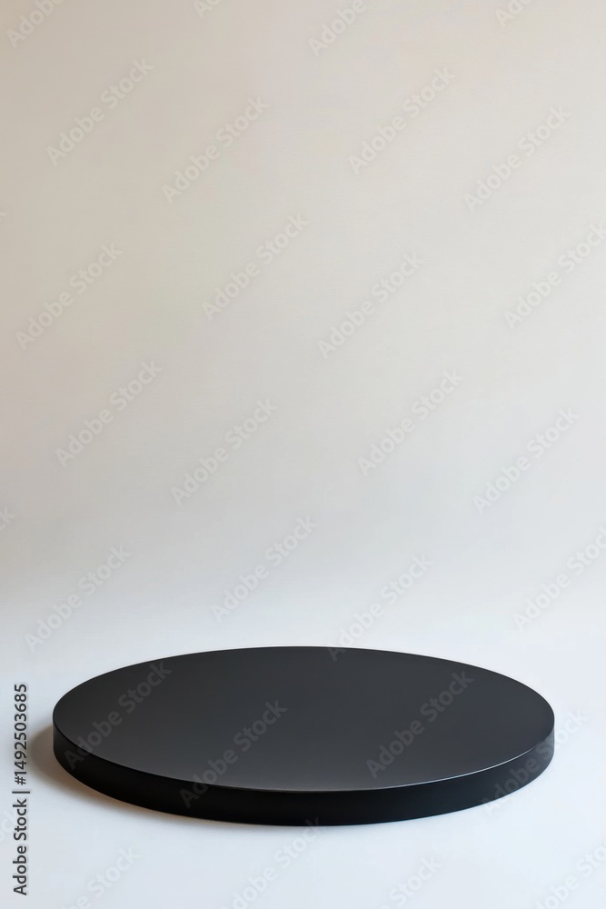 Aufkleber minimalist black round platform on neutral background studio shot for product display or presentatio