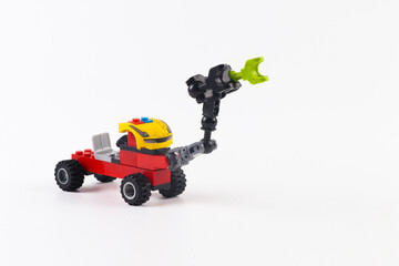 Colorful bricks construction vehicle toy that developes creativity and imagination.