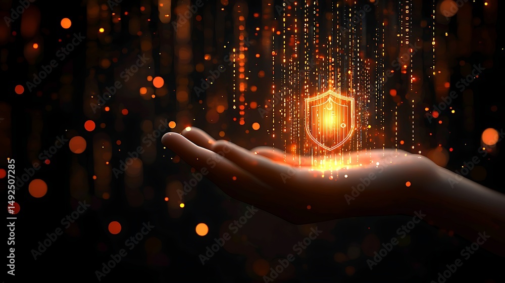 Poster enhancing digital security through innovative protection methods virtual space image art abstract de