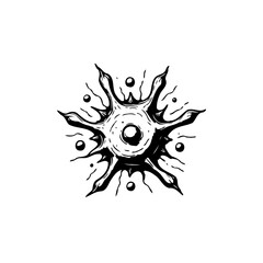 Monochrome Organic Burst Design with Radiating Tendrils and Central Circle