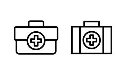 Medical box icon logo design. Medical suitcase sign and symbol. First aid icon