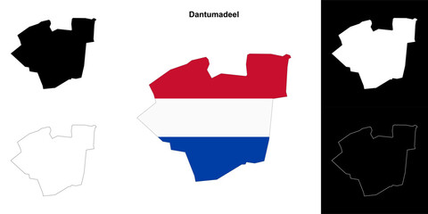 Dantumadeel blank outline map set