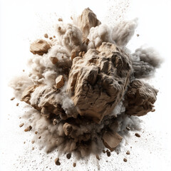 Explosive Rock Destruction - Nature's Raw Power , isolated on white background png