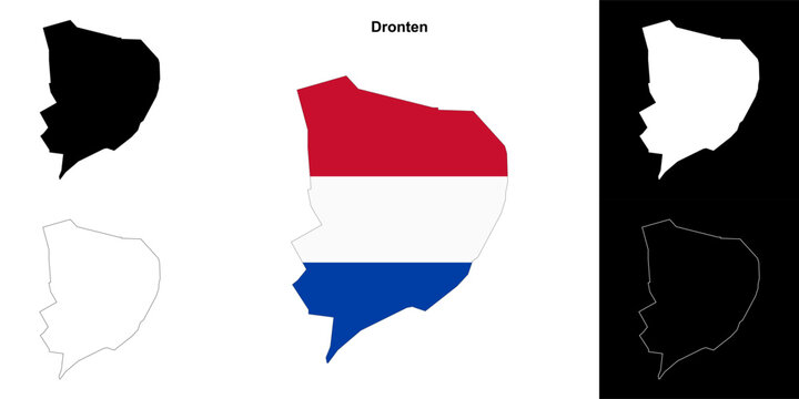 Dronten blank outline map set