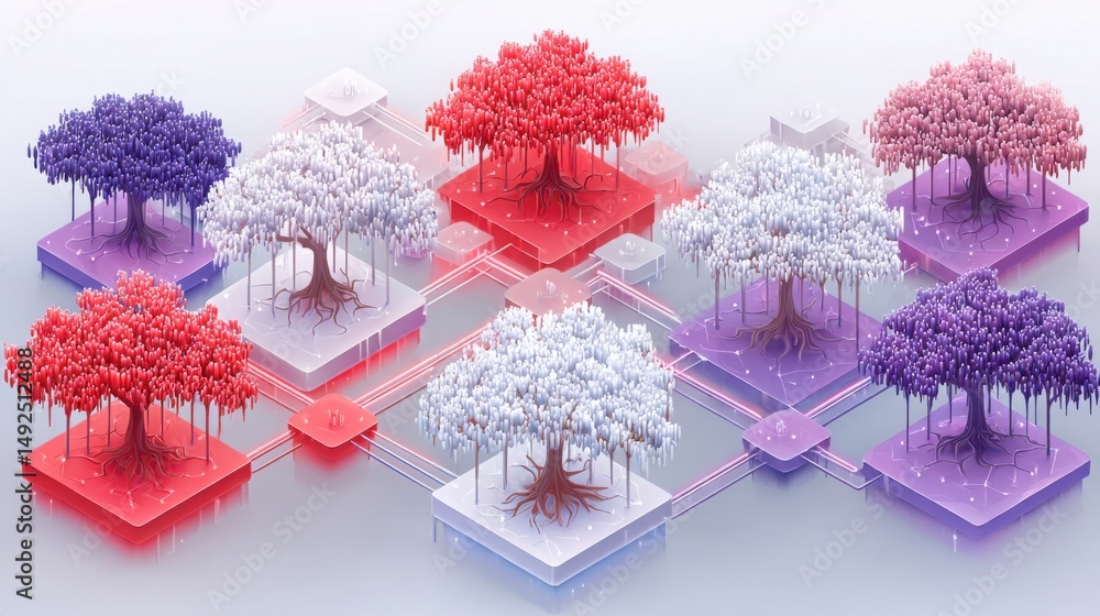 Poster conceptual decentralized stimulus planner icon representing blockchain-based economic stimulus strat