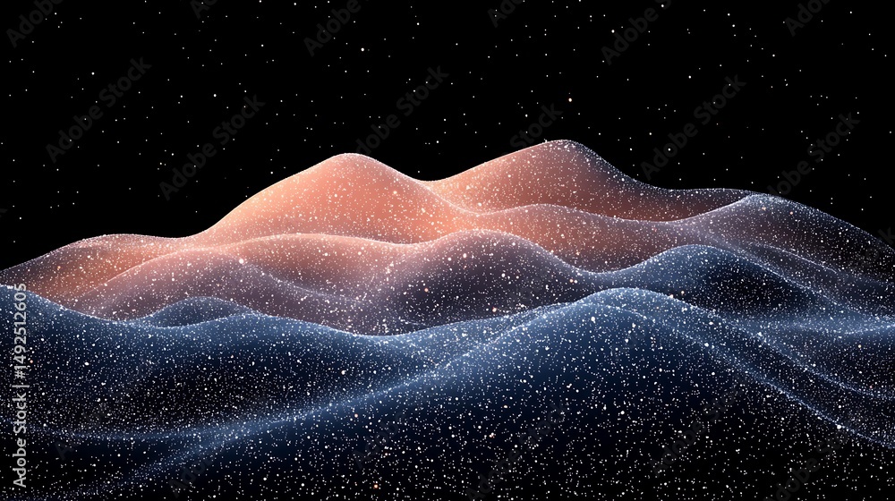 Poster dynamic digital waves abstract space 3d visualization cosmic environment bird's eye view fluid motio