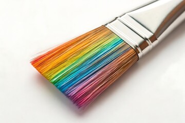 Fototapeta premium Colorful Bristle Paintbrush on White