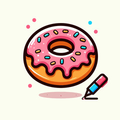 illustration of donuts with strawberry jam 