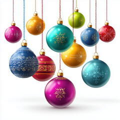 Vibrant Christmas Ornaments: A Festive Holiday Display , isolated on white background png