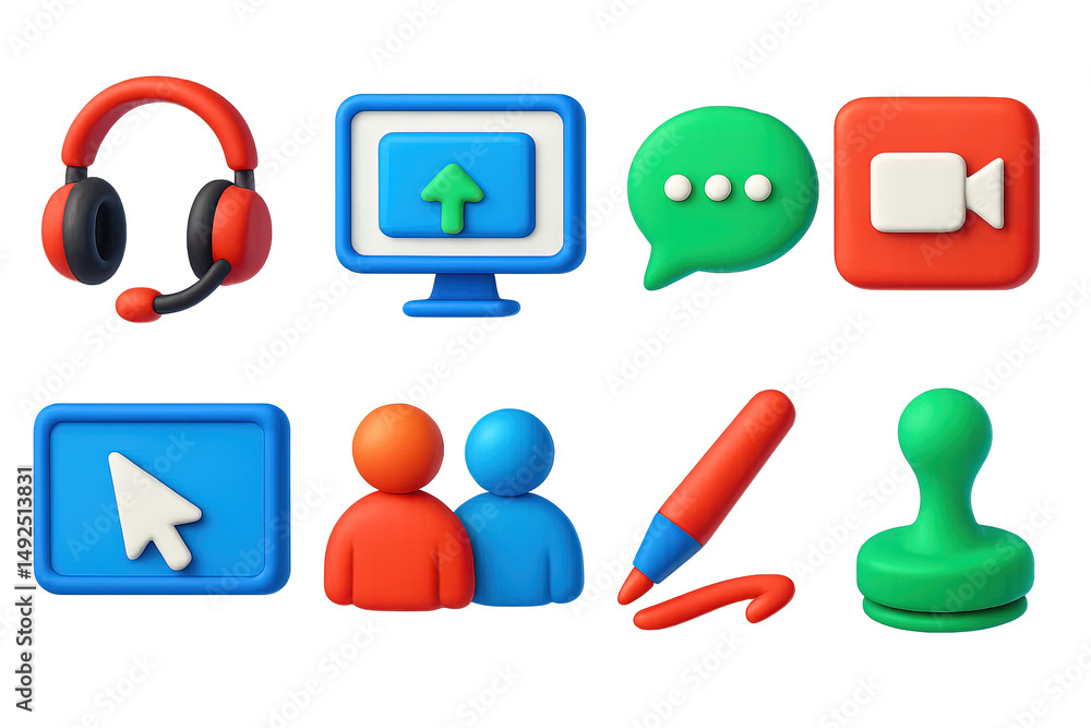 Poster colorful digital communication and multimedia icons set for web design