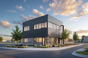 Obraz premium Innovative Micro Office Building Design in Coors HPC Industrial Park Fredericton