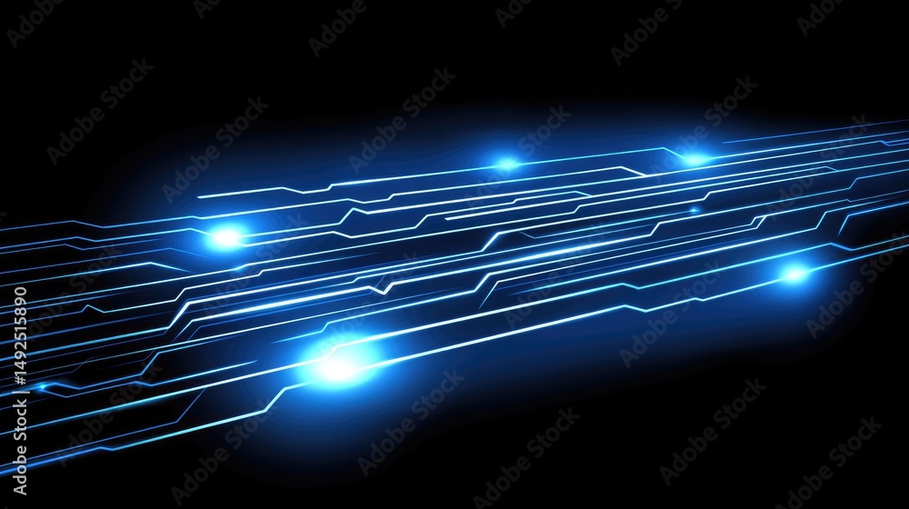 Aufkleber abstract digital circuitry with glowing blue nodes, depicting high-speed data transfer or network co
