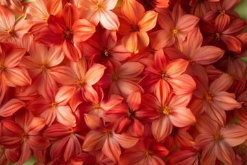 Fototapeta premium Close-up view of many vibrant coral flowers.