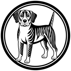 Fototapeta premium Dog in a circle black silhouette vector illustration