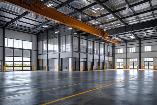 Modern Commercial Warehouse with Office Space and Large Loading Docks for Optimal Operations