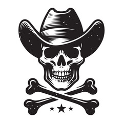 Cowboy Skull Silhouette Vector Illustration Western Style Themed Design