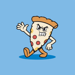 Obraz premium Angry cartoon pizza character. 