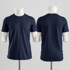 Navy blue, plain crew neck t-shirt