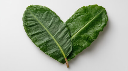 Obraz premium Leafy Heart: A heart-shaped arrangement of fresh, green leaves symbolizes love and nature's beauty, conveying a message of organic connection and environmental affection.