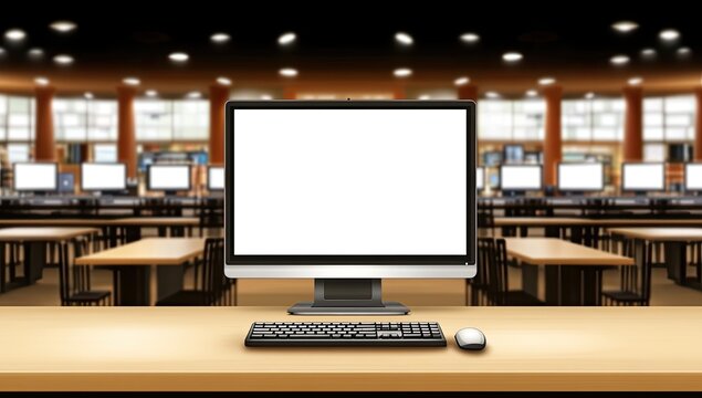 Computer in a library setting