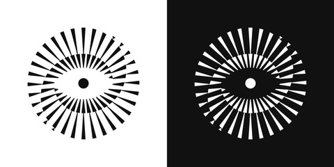 Abstract eye with paradox rays. Sleek minimal logo for visual identity, photography, and creative branding.