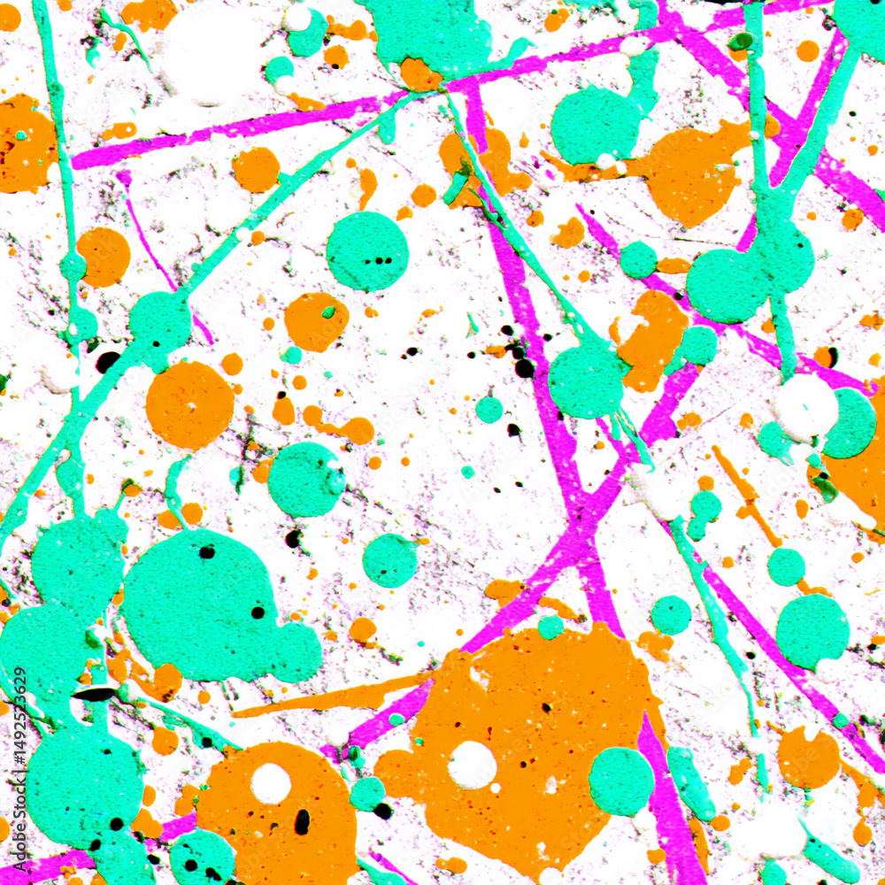 Poster energetic summer background with abstract splatter patterns in bright and contrasting summer colors
