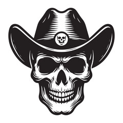 Gritty Cowboy Skull Vector Image Wild West Outlaw Graphic