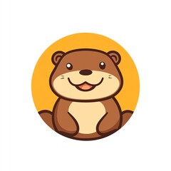 Fototapeta premium A joyful otter smiling cutely against a vibrant circular background.