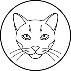 Stylized black and white cat face profile inside a circular border ideal for logos