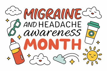 MIGRAINE AND HEADACHE AWARENESS MONTH vector illustration