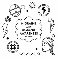 MIGRAINE AND HEADACHE AWARENESS MONTH vector illustration