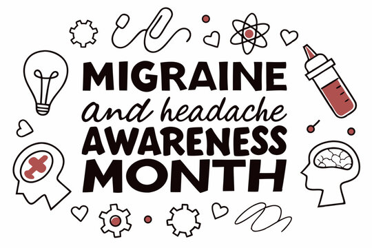 MIGRAINE AND HEADACHE AWARENESS MONTH vector illustration