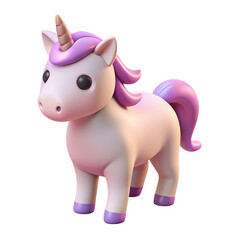 Naklejka premium Adorable 3d rendered pink unicorn isolated on a white background