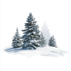 Obraz premium Winter Wonderland: Snowy Pine Trees , isolated on white background png